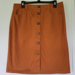 LOFT Orange Knee-Length Pencil Skirt for Work